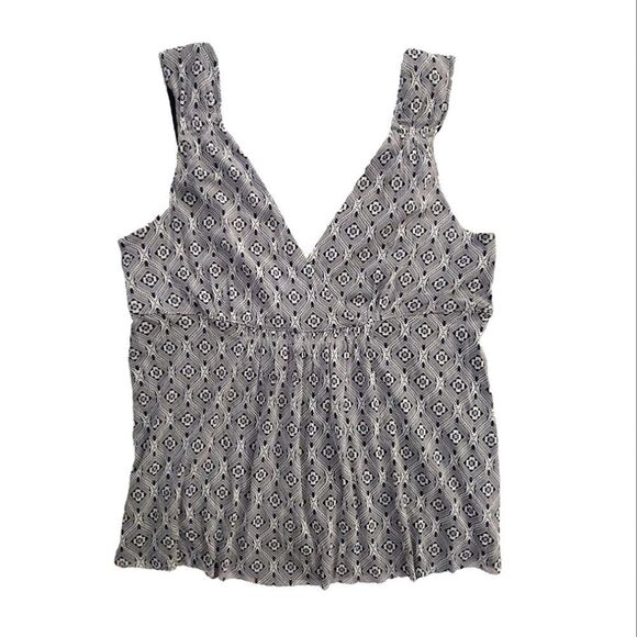 Y2K Michael Kors Blue Grey Geometric Layered VNeck Tunic Tank Top Large - Picture 6 of 17